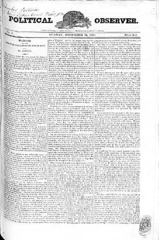 cover page of Political Observer published on December 19, 1819