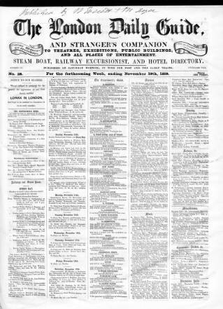 cover page of London Daily Guide and Stranger's Companion published on November 19, 1859