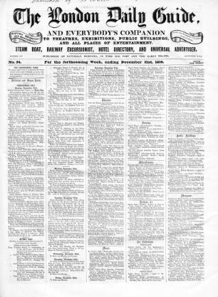 cover page of London Daily Guide and Stranger's Companion published on December 31, 1859