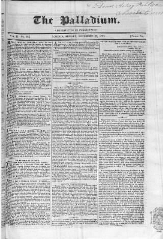 cover page of Palladium 1825 published on December 17, 1826