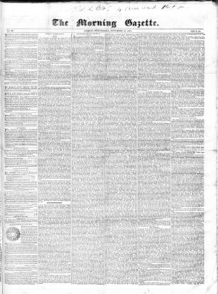 cover page of Morning Gazette published on November 15, 1837