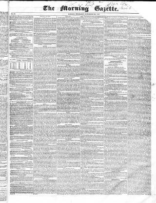 cover page of Morning Gazette published on November 30, 1837