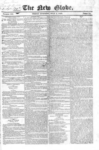 cover page of New Globe published on July 4, 1823