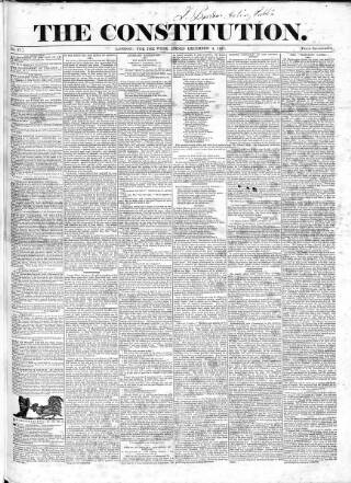 cover page of Constitution published on December 4, 1831