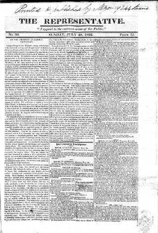 cover page of Representative 1822 published on July 28, 1822