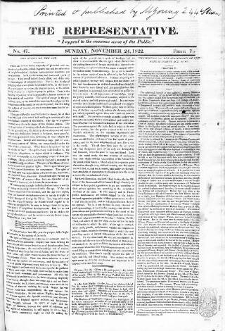 cover page of Representative 1822 published on November 24, 1822