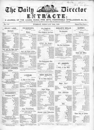 cover page of Daily Director and Entr'acte published on February 28, 1860