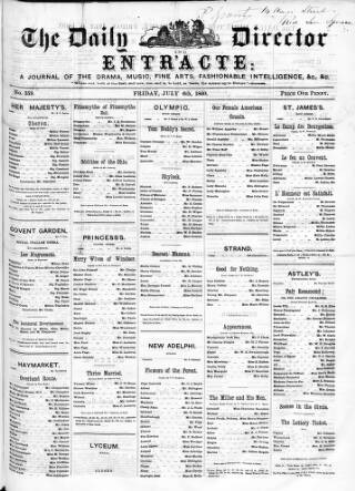 cover page of Daily Director and Entr'acte published on July 6, 1860