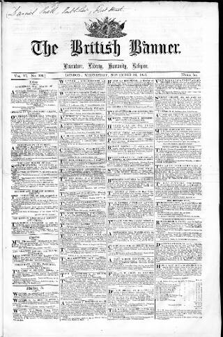 cover page of British Banner 1848 published on November 30, 1853