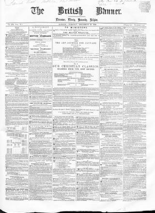 cover page of British Banner 1848 published on December 30, 1856