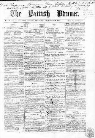 cover page of British Banner 1856 published on December 30, 1858