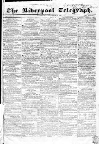 cover page of Liverpool Telegraph published on November 30, 1836