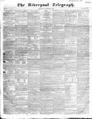 cover page of Liverpool Telegraph published on December 27, 1837
