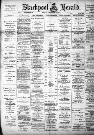 cover page of Blackpool Gazette & Herald published on December 30, 1892