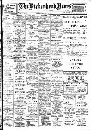 cover page of Birkenhead News published on February 28, 1920