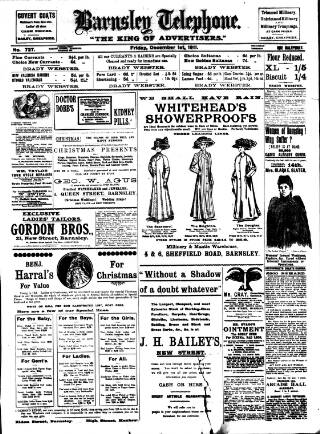 cover page of Barnsley Telephone published on December 1, 1911