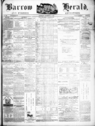 cover page of Barrow Herald and Furness Advertiser published on December 30, 1871