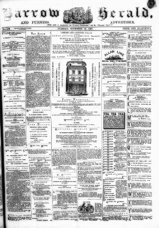 cover page of Barrow Herald and Furness Advertiser published on November 15, 1887