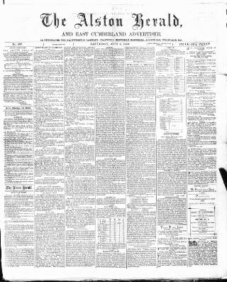 cover page of Alston Herald and East Cumberland Advertiser published on July 3, 1880