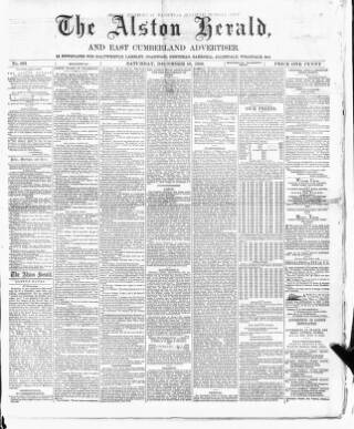 cover page of Alston Herald and East Cumberland Advertiser published on December 18, 1880