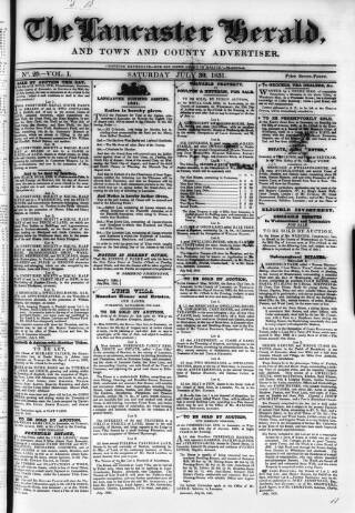 cover page of Lancaster Herald and Town and County Advertiser published on July 30, 1831