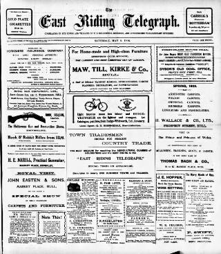 cover page of East Riding Telegraph published on May 9, 1903