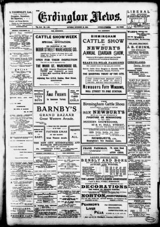 cover page of Erdington News published on November 30, 1912