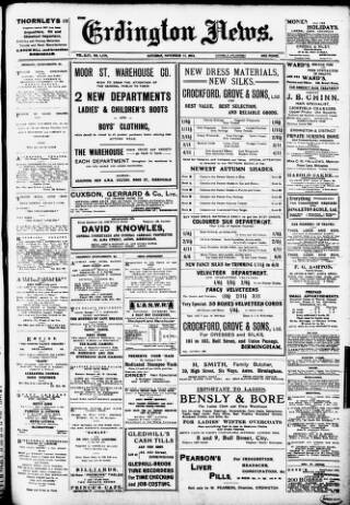 cover page of Erdington News published on November 15, 1913