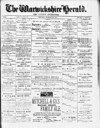 cover page of Warwickshire Herald published on December 30, 1886