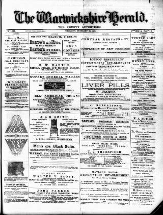 cover page of Warwickshire Herald published on February 28, 1889