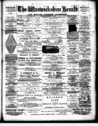 cover page of Warwickshire Herald published on September 18, 1890
