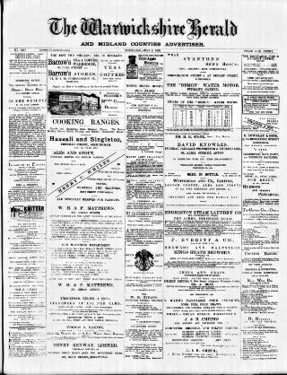 cover page of Warwickshire Herald published on July 6, 1893