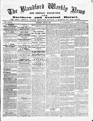 cover page of Blandford Weekly News published on May 29, 1886