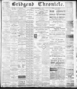 cover page of Bridgend Chronicle published on December 30, 1887