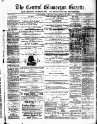 cover page of Central Glamorgan Gazette published on December 30, 1870