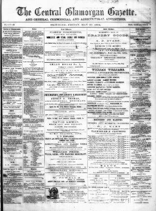 cover page of Central Glamorgan Gazette published on May 29, 1874