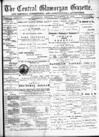 cover page of Central Glamorgan Gazette published on November 30, 1888