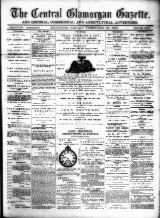 cover page of Central Glamorgan Gazette published on February 28, 1890