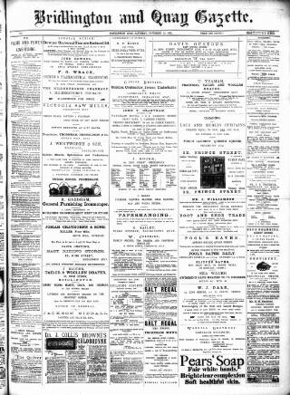 cover page of Bridlington and Quay Gazette published on November 15, 1890