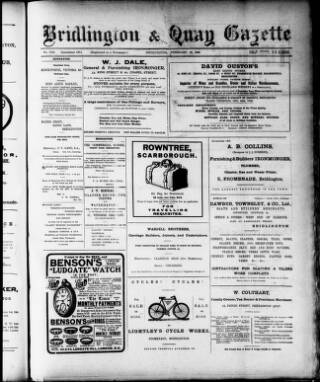 cover page of Bridlington and Quay Gazette published on February 28, 1908