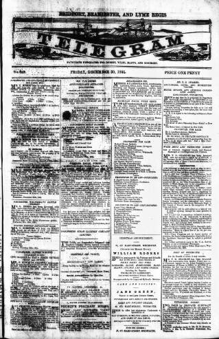 cover page of Bridport, Beaminster and Lyme Regis Telegram published on December 30, 1881