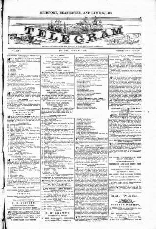 cover page of Bridport, Beaminster and Lyme Regis Telegram published on July 6, 1883