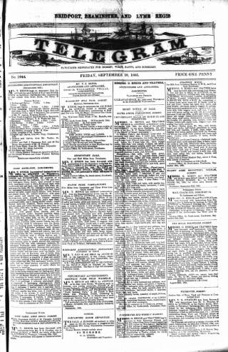 cover page of Bridport, Beaminster and Lyme Regis Telegram published on September 18, 1885