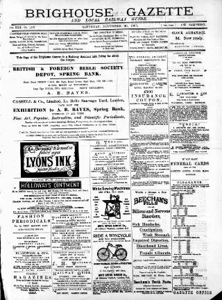 cover page of Brighouse & Rastrick Gazette published on November 30, 1895
