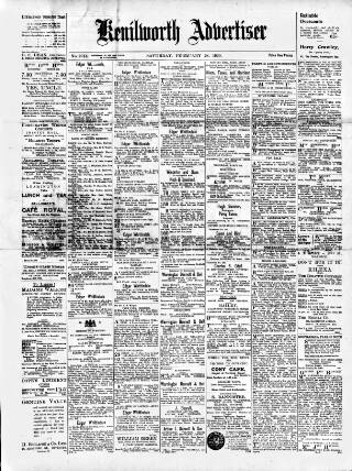 cover page of Kenilworth Advertiser published on February 28, 1920