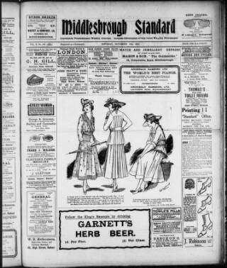 cover page of Middlesbrough Standard published on September 18, 1915