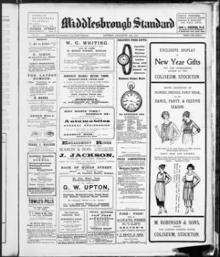 cover page of Middlesbrough Standard published on December 30, 1922