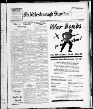 cover page of Middlesbrough Standard published on July 6, 1940