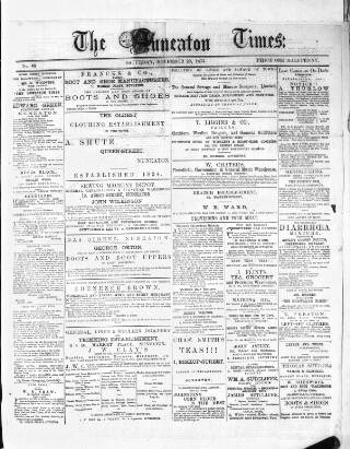 cover page of Nuneaton Times published on November 20, 1875