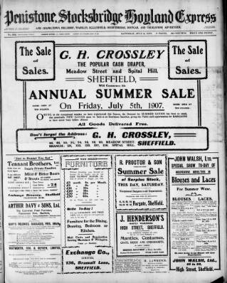 cover page of Penistone, Stocksbridge and Hoyland Express published on July 6, 1907